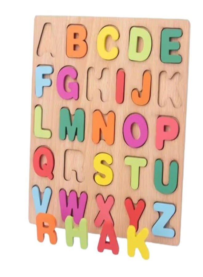 KODITHAL Preschool Wooden Educational Puzzle - Learn Capital Alphabet, Colourful Montessori Toy for Kids, Develops Hand-Eye Coordination & Motor Skills (Alphabet) - Image 3